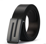 Designer Men's Belt Smooth Leather Plate Buckle