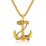 Anchor and Rope Pendant and Steel Necklace Stainless