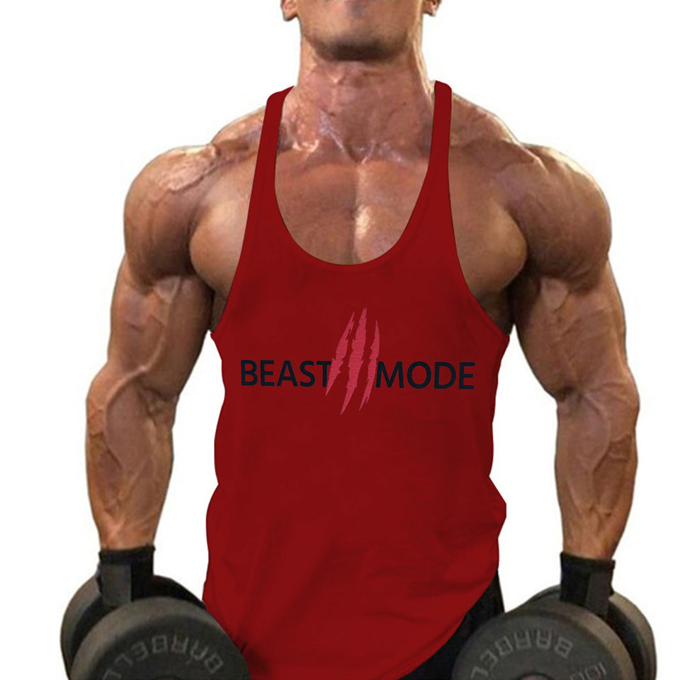 Summer Cotton Fitness Muscle Men's Thin Shoulder Strap I-print Halter Tank