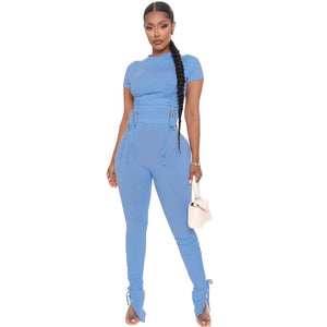 Crop Top And Pants Female Casual Matching Sets