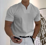 Summer Short Sleeve Shirt Men Fitness Plus Size Sports T-Shirt Elastic Cotton Pocket