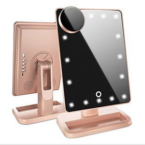 Touch Screen Makeup Mirror With 20 LED Light Bluetooth Music Speaker 10X Magnifying Mirrors
