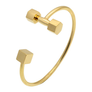 Titanium Steel Unisex Gold Barbell Bracelets & Bangles Fitness Dumbbell Bracelet