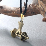 Men's Fitness Barbell Necklace Dumbbell Pendant Necklace Gym Bodybuilding Lovers' Jewelry