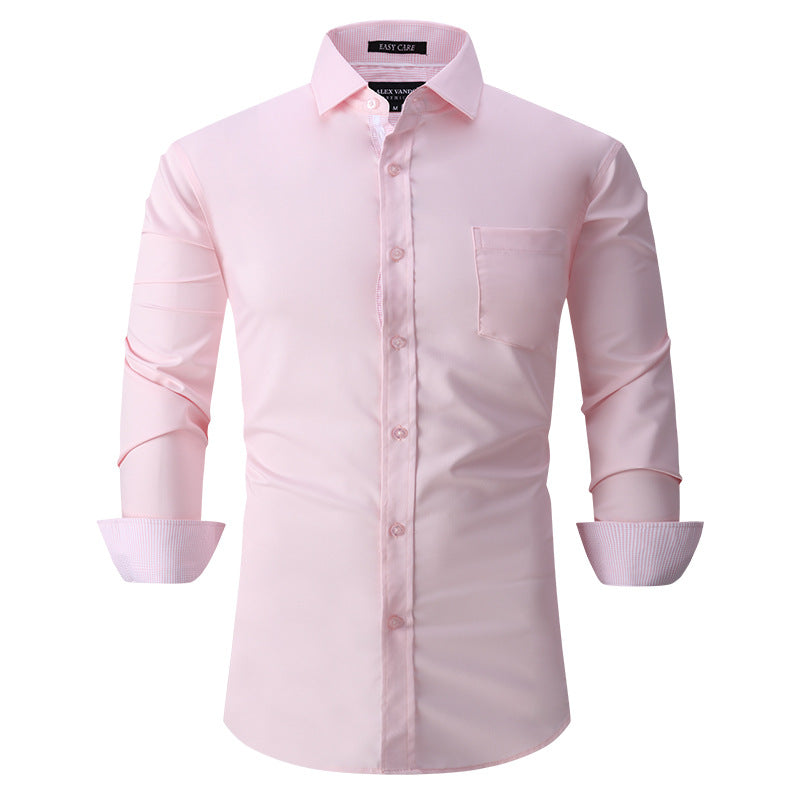 Solid Color Casual Breathable Non-ironing Men's Shirt