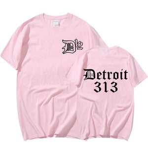 Rapper Eminem T-shirt Detroit Michigan 313 Print T Shirt Men Women Fashion Casual Cotton T-shirts Oversized Tops Male