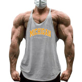 Michigan Midwestern USA Print Gym Fitness Casual Y-back Tank Tops Summer Cotton Sleeveless Breathable Men's Bodybuilding T-shirt