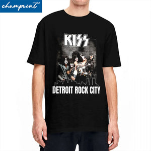 Men Women's Kiss Band Detroit Rock City T Shirts Pure Cotton Tops Funny Short Sleeve Round Neck Tee Shirt Gift Idea T-Shirt
