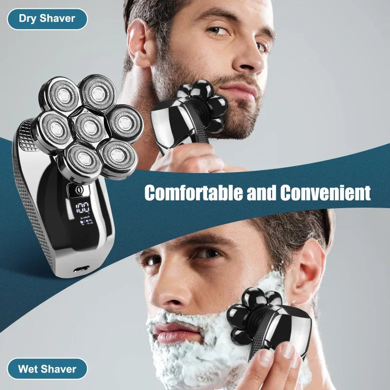 5 in1 Head Shavers for Men 7D, Cordless Bald Head Shaver Wet&Dry Waterproof Electric Razor for Men with LED Display Grooming Kit