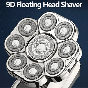 6 IN 1 Electric Shavers 9D 7D Men Bald Head Shaver Cordless Rechargeable Razors Waterproof Wet Dry Bald Shaving Grooming Kits
