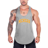 Michigan Midwestern USA Print Gym Fitness Bodybuilding Tank Tops Men's Casual Sleeveless Mesh Quick Dry Racer Back Muscle Shirt