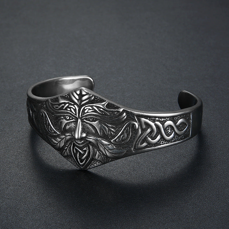 Nordic Vintage Viking Warrior Head Stainless Steel Bracelet