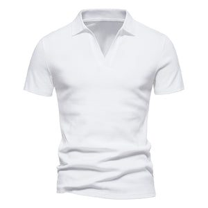 Men's Short-Sleeved Henley T-shirt American Retro Men's Top
